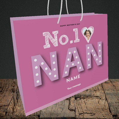 Picture of No. 1 Nan, Mother's Day Design, Medium Landscape Gift Bag