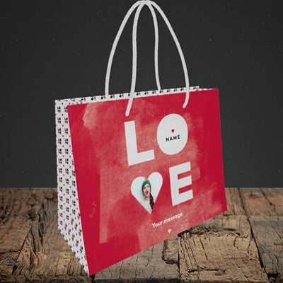 Picture of Love Type (stacked), Valentine's Design, Small Landscape Gift Bag