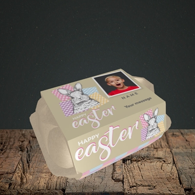Picture of Patchwork Rabbit, Easter Design, 6 Egg Box