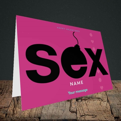 Picture of Sex Bomb - Pink(Without Photo), Valentine's Design, Landscape Greetings Card