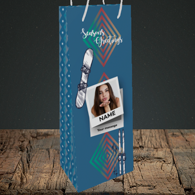 Picture of Ski Polaroid, Christmas Design, Bottle Bag