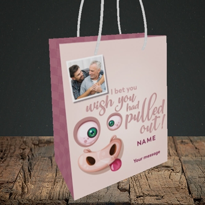 Picture of Pulled Out!, Father's Day Design, Small Portrait Gift Bag
