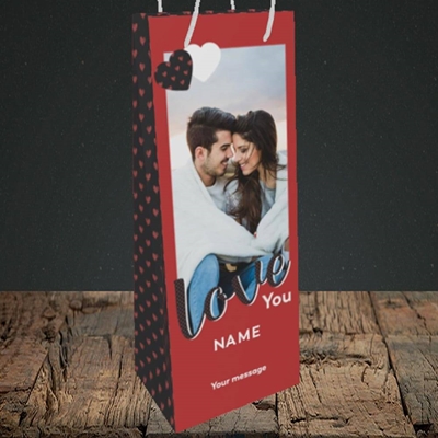 Picture of Love You, Valentine's Design, Bottle Bag