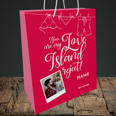 Picture of Love Island Reject, Valentine's Design, Medium Portrait Gift Bag
