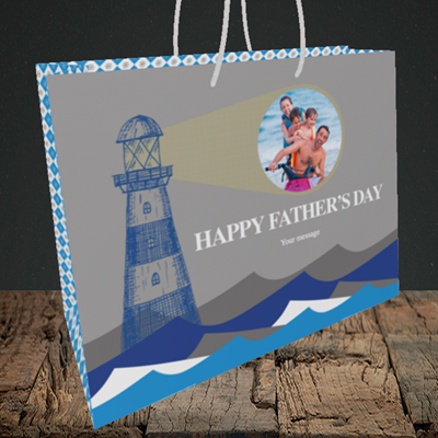 Picture of Lighthouse, Father's Day Design, Medium Landscape Gift Bag