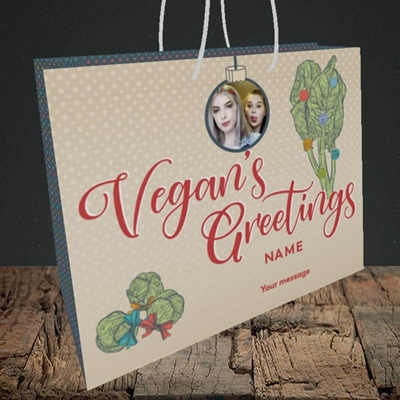 Picture of Vegan's Greetings, Christmas Design, Medium Landscape Gift Bag