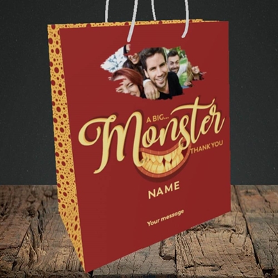 Picture of Monster Thank You, Thank You Design, Medium Portrait Gift Bag