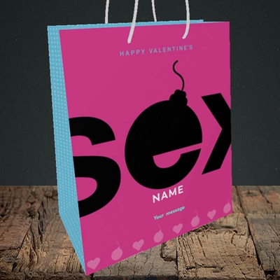 Picture of Sex Bomb - Pink(Without Photo), Valentine's Design, Medium Portrait Gift Bag