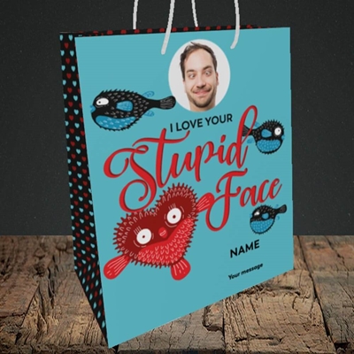 Picture of Stupid Face, Valentine's Design, Medium Portrait Gift Bag