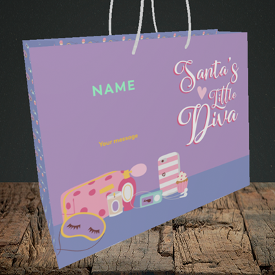 Picture of Little Diva, (Without Photo) Christmas Design, Medium Landscape Gift Bag