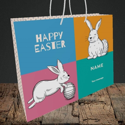 Picture of 4 Colour Bunnies(Without Photo), Easter Design, Medium Landscape Gift Bag