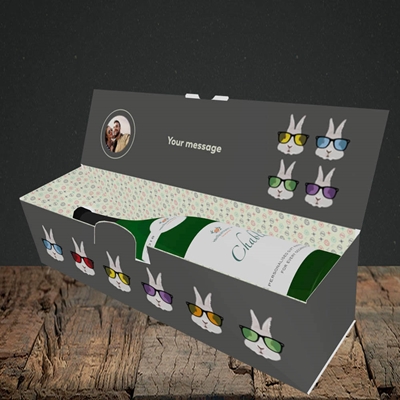 Picture of Hipster Bunnies, Easter Design, Lay-down Bottle Box