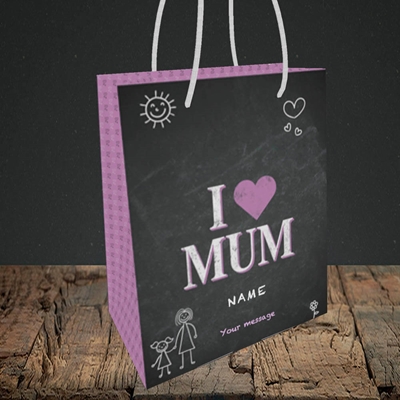 Picture of I Love Mum (Chalk Board),(Without Photo), Small Portrait Gift Bag