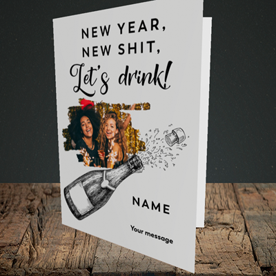 Picture of Let's Drink, New Year Design, Portrait Greetings Card