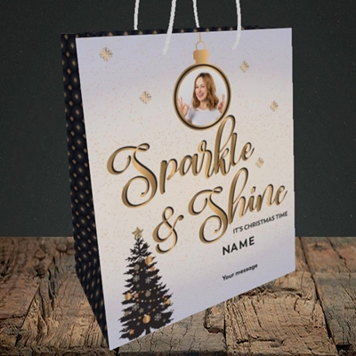 Picture of Sparkle & Shine, Christmas Design, Medium Portrait Gift Bag