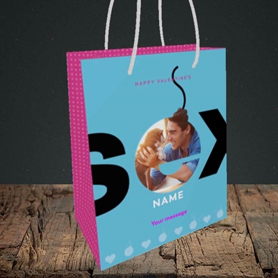 Picture of Sex Bomb - Blue, Valentine's Design, Small Portrait Gift Bag