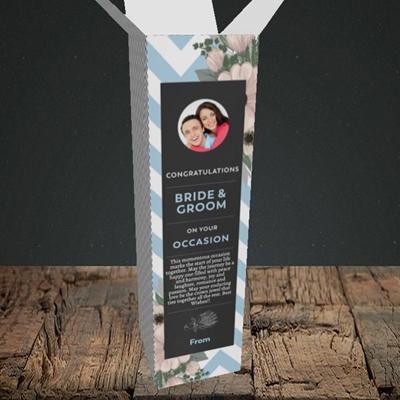 Picture of Zigzag Blue B&G, Wedding Design, Upright Bottle Box
