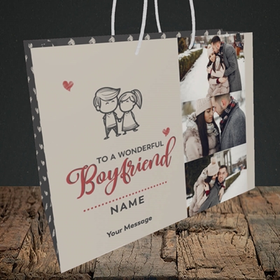 Picture of Wonderful Boyfriend, Valentine's Design, Medium Landscape Gift Bag