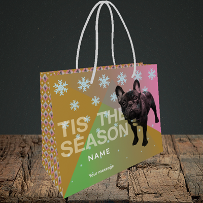 Picture of Tis The Frenchie(Without Photo), Christmas Design, Small Landscape Gift Bag