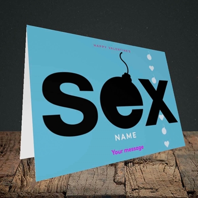 Picture of Sex Bomb - Blue(Without Photo), Valentine's Design, Landscape Greetings Card