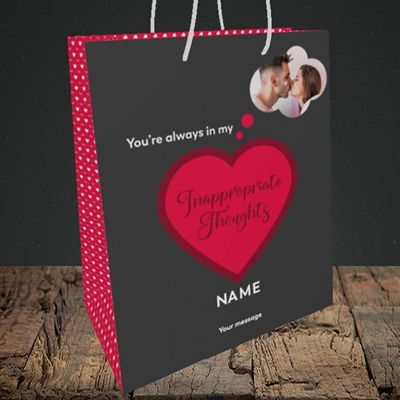 Picture of Inappropriate Thoughts, Valentine's Design, Medium Portrait Gift Bag