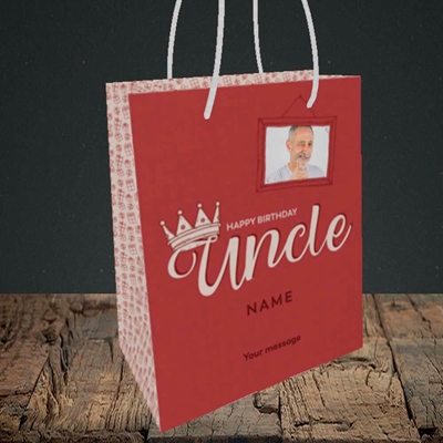 Picture of Uncle (Crown), Birthday Design, Small portrait Gift Bag