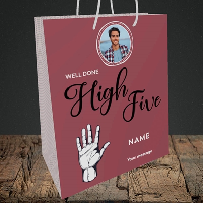Picture of Well Done High Five, Celebration Design, Medium Portrait Gift Bag
