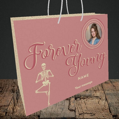 Picture of Forever Young(Skeleton), Birthday Design, Medium Landscape Gift Bag
