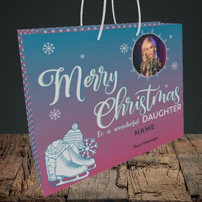 Picture of Wonderful Daughter, Christmas Design, Medium Landscape Gift Bag