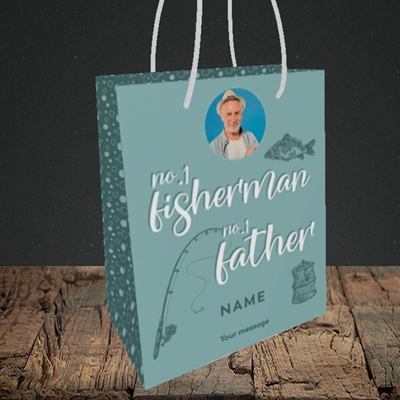 Picture of Fisherman, Father's Day Design, Small Portrait Gift Bag