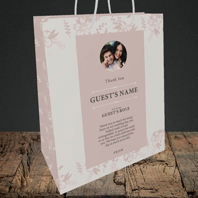 Picture of Floral Strip Edges - Beige To Pink SG, Wedding Design, Medium Portrait Gift Bag
