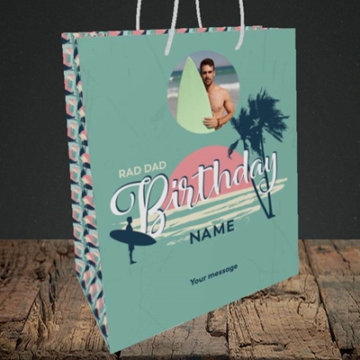 Picture of Rad Dad Surf, Birthday Design, Medium Portrait Gift Bag