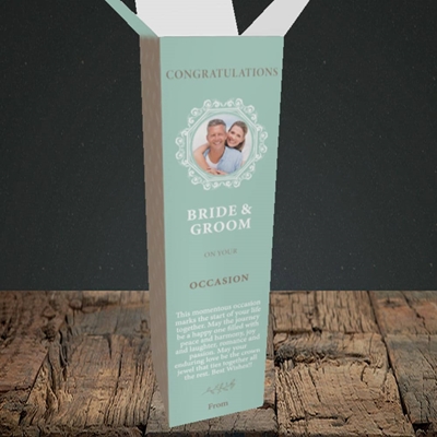 Picture of Traditional Foliage Teal B&G, Wedding Design, Upright Bottle Box
