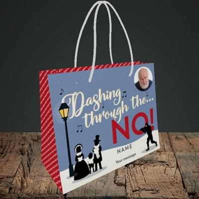Picture of Dashing Through The... NO!, Christmas Design, Small Landscape Gift Bag