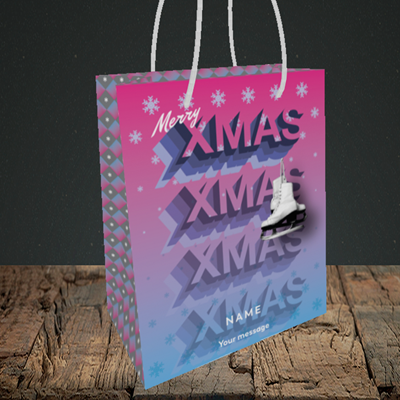 Picture of Xmas Ice Skates(Without Photo), Christmas Design, Small Portrait Gift Bag