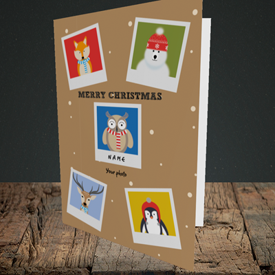 Picture of Animal Polaroid(Without Photo), Christmas Design, Portrait Greetings Card