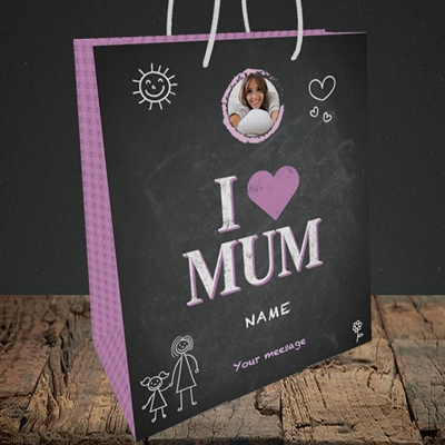 Picture of I Love Mum (Chalk Board), Medium Portrait Gift Bag