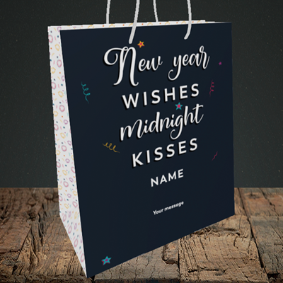 Picture of Midnight Kisses(Without Photo), New Year Design, Medium Portrait Gift Bag