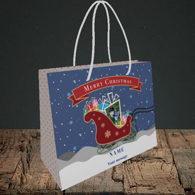 Picture of Sleigh Of Presents, Christmas Design, Small Landscape Gift Bag