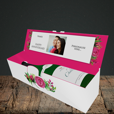 Picture of Flowers, Anniversary Design, Lay-down Bottle Box