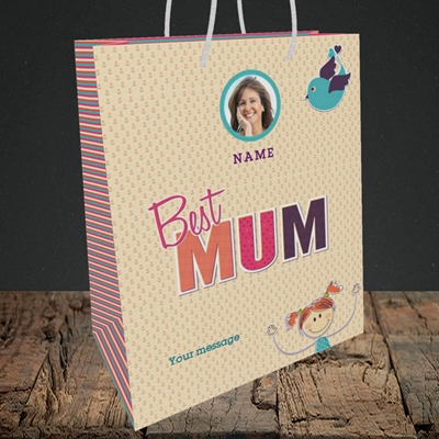 Picture of Best Mum, Medium Portrait Gift Bag