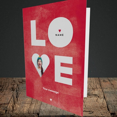 Picture of Love Type (stacked), Valentine's Design, Portrait Greetings Card