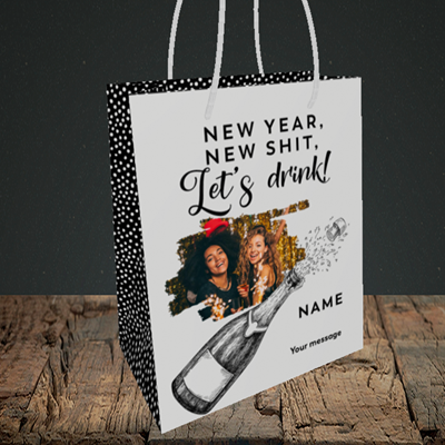 Picture of Let's Drink, New Year Design, Small Portrait Gift Bag