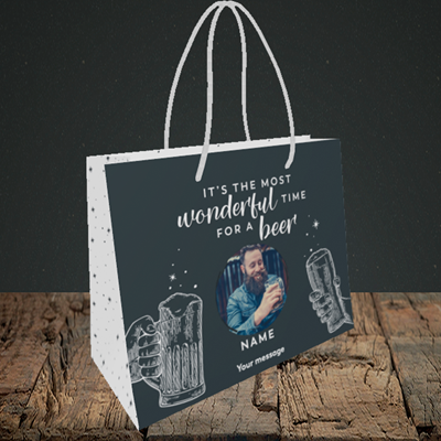 Picture of Time for a Beer, Christmas Design, Small Landscape Gift Bag