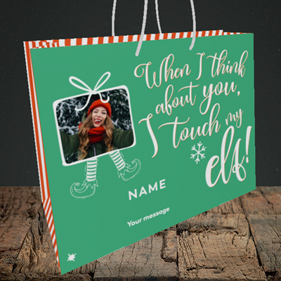Picture of Touch My Elf, Christmas Design, Medium Landscape Gift Bag