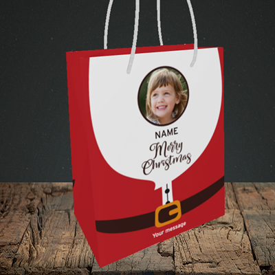 Picture of Santa, Christmas Design, Small Portrait Gift Bag
