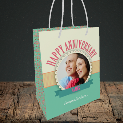 Picture of Roses, Anniversary Design, Small Portrait Gift Bag