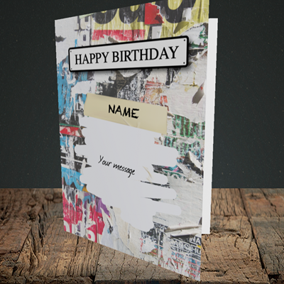 Picture of Graffiti, (Without Photo) Birthday Design, Portrait Greetings Card
