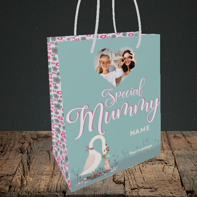 Picture of Mummy Swan, Mother's Day Design, Small Portrait Gift Bag