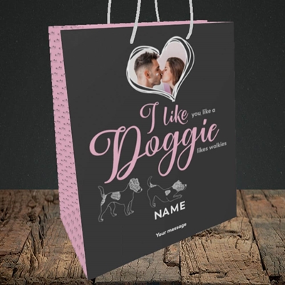 Picture of I Like Doggie, Valentine's Design, Medium Portrait Gift Bag